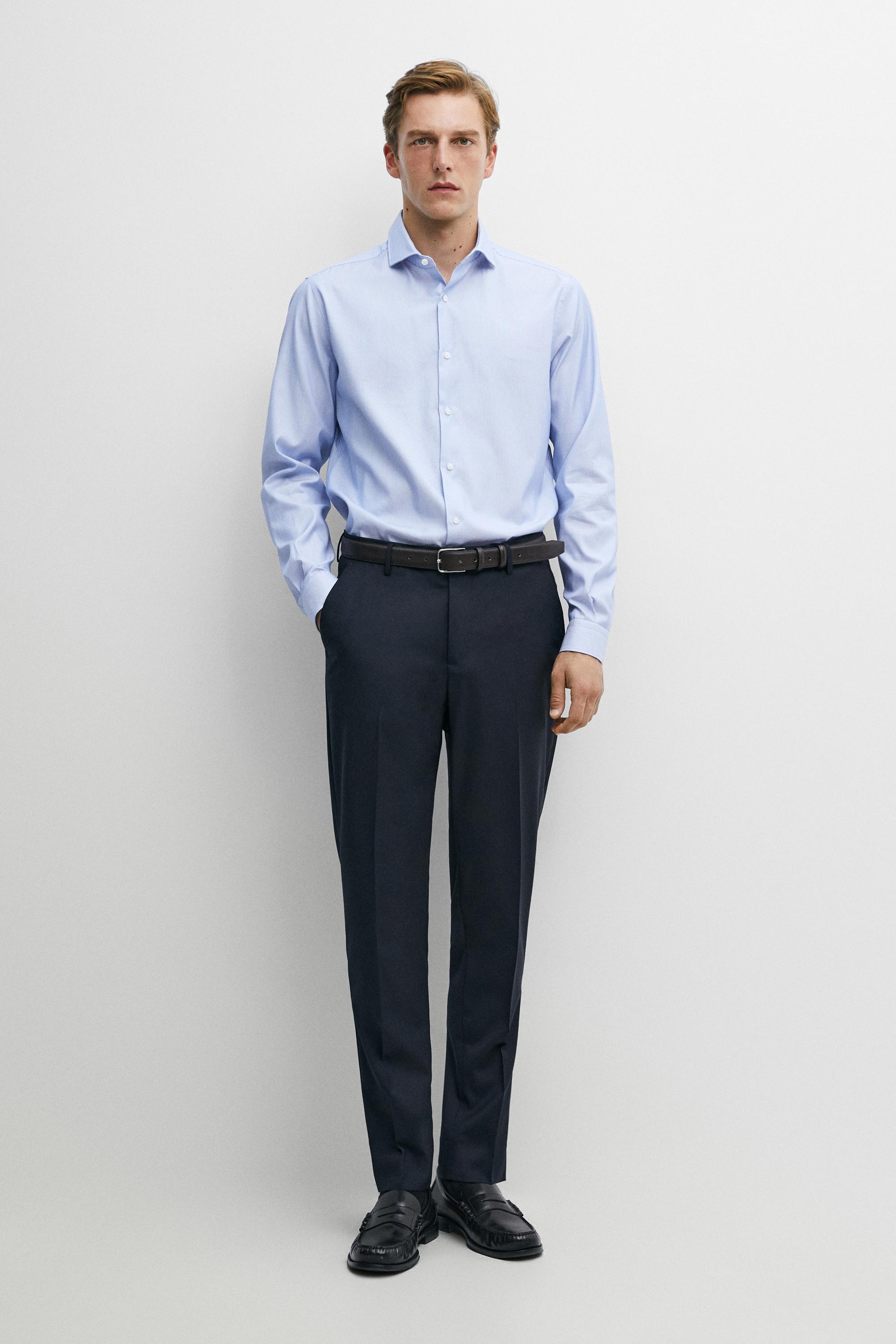 Chemise slim fit à rayures 100 % coton